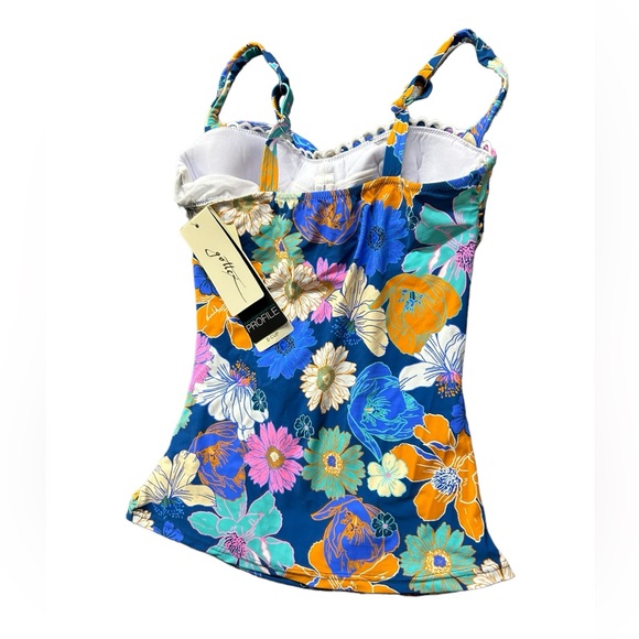 PROFILE BY GOTTEX light as a feather 32D tankini top built in underwire bra NWT - Picture 3 of 5